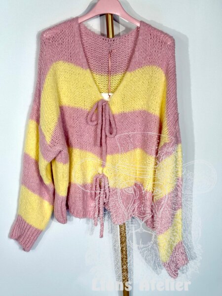 Gestreifte Grobstrick Kardigan