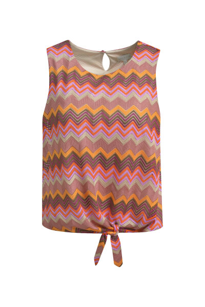 Top Milano Italy roundneck top w knot detail at hem