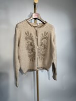Eleganter Damen Cardigan mit Stickereien Caramell