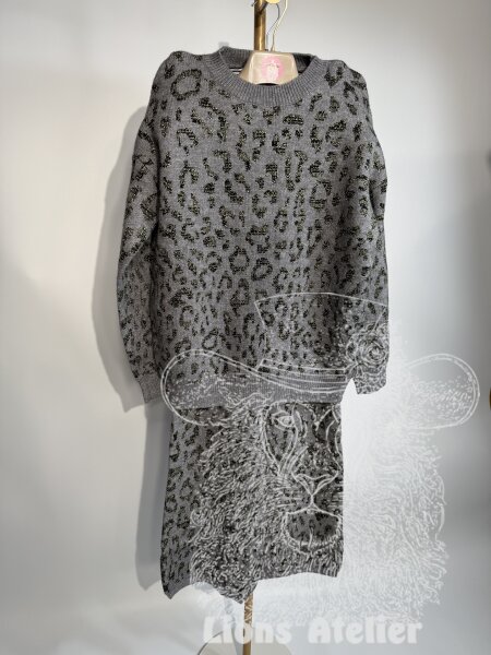 Pulli - Hosen Kombi Leo gestrickt Grau